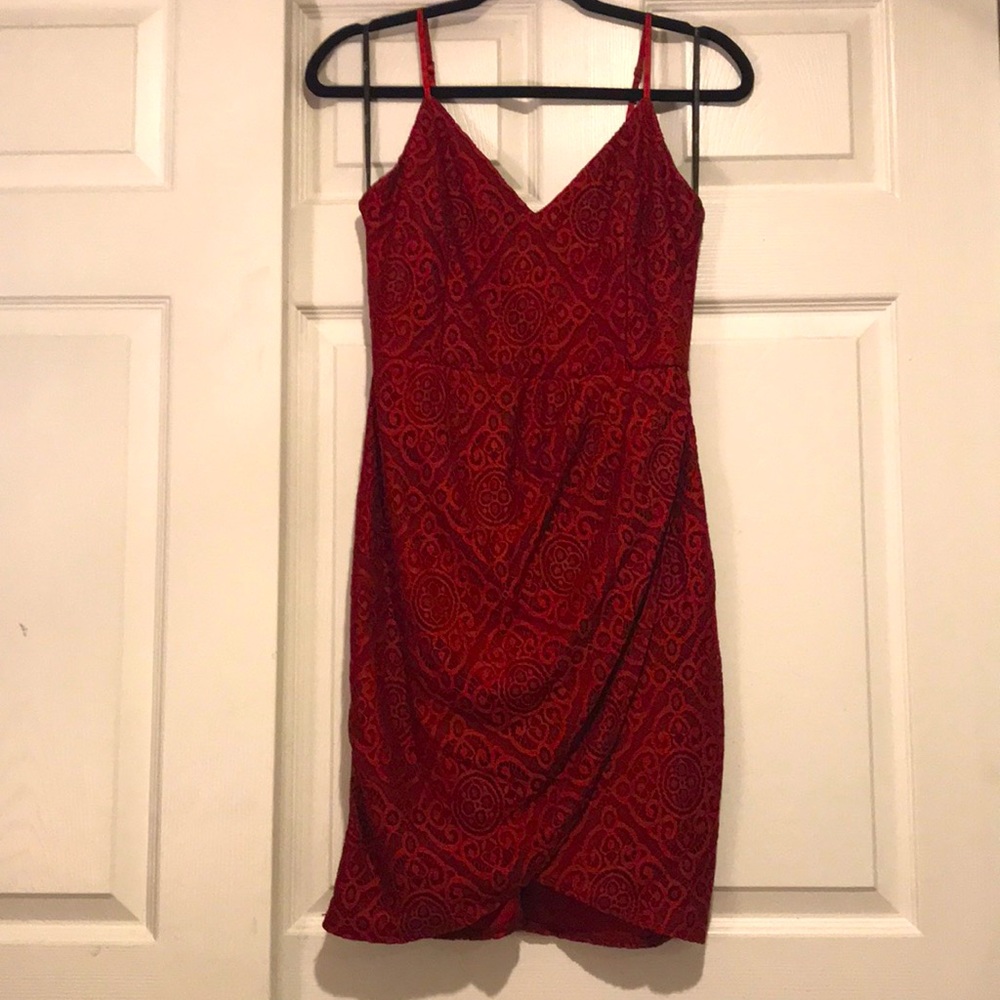 Lulu’s Red Lace Wrap Dress